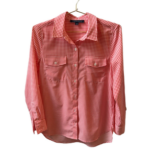 Tommy Hilfiger Gingham Red White Size Small Shirt Checkered Wrinkle Resistant